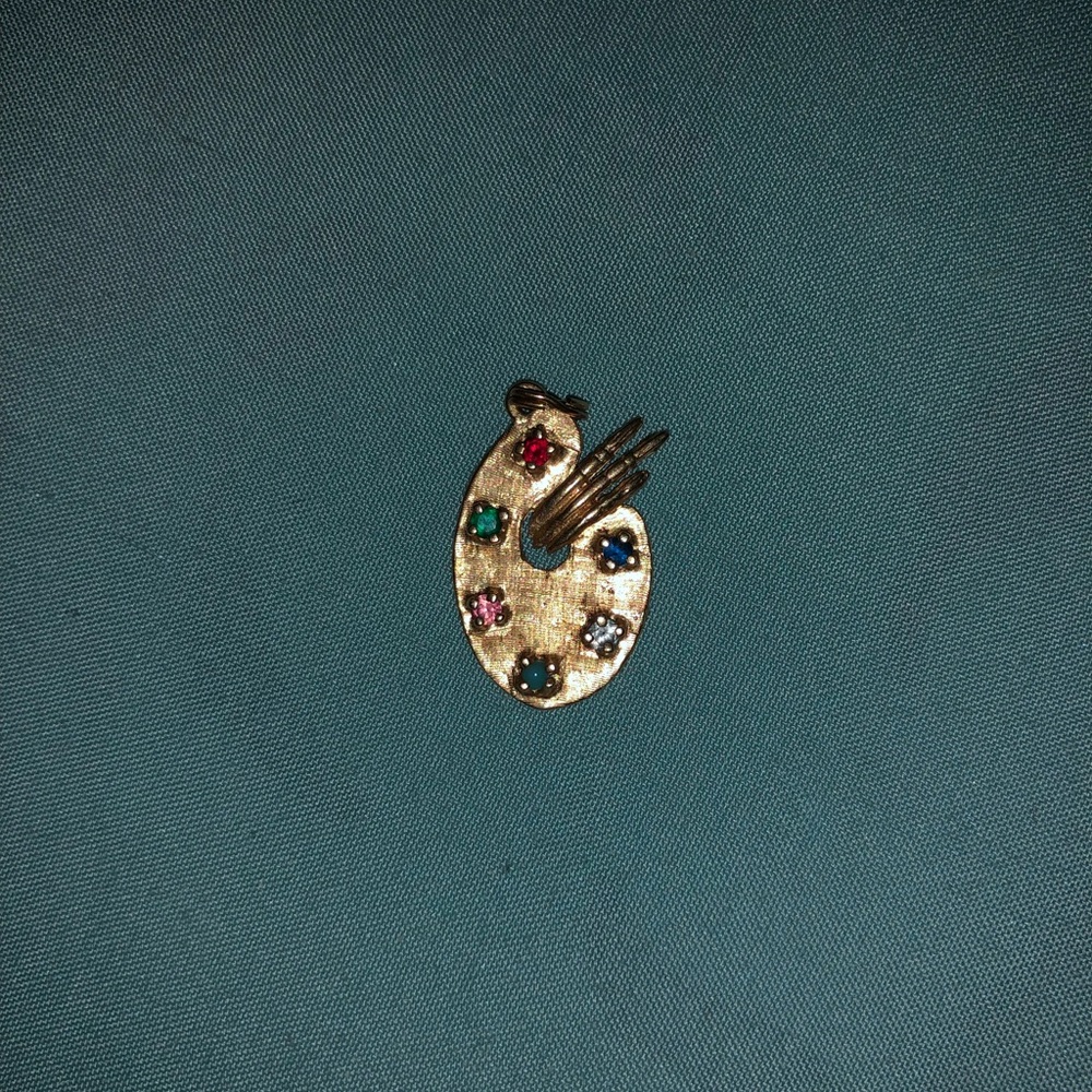 VINTAGE 14KT GOLD PAINT PALLET PENDANT